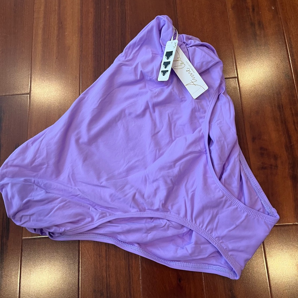 Anne Cole Bikini Swim Bottom Amethyst Purple Convertible Foldover New Plus 18W